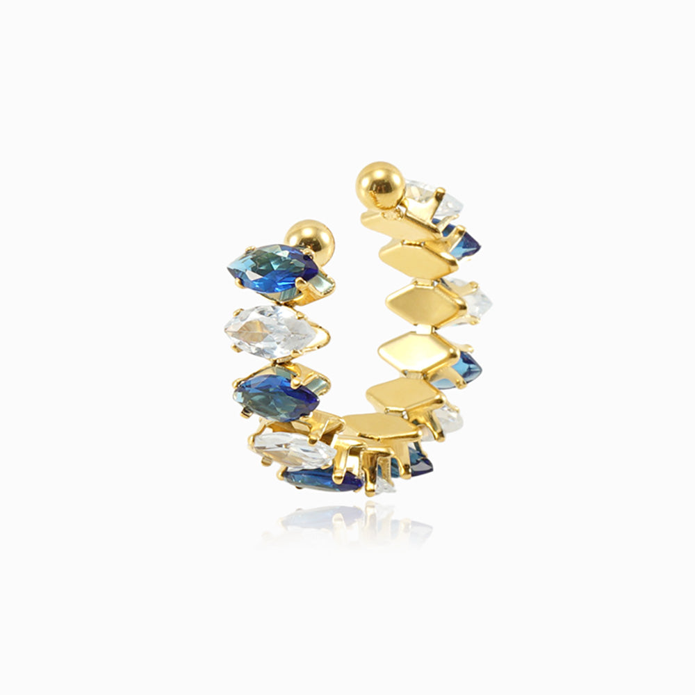 Anel Ajustável Zircónia Elegante Aço Inoxidável