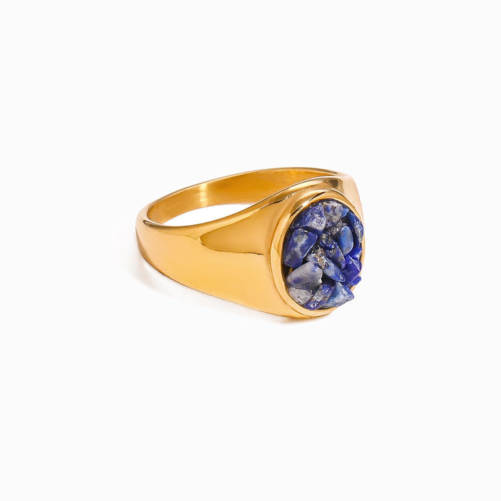 Anel Lápis-lazuli Aço Inoxidável 17.5mm