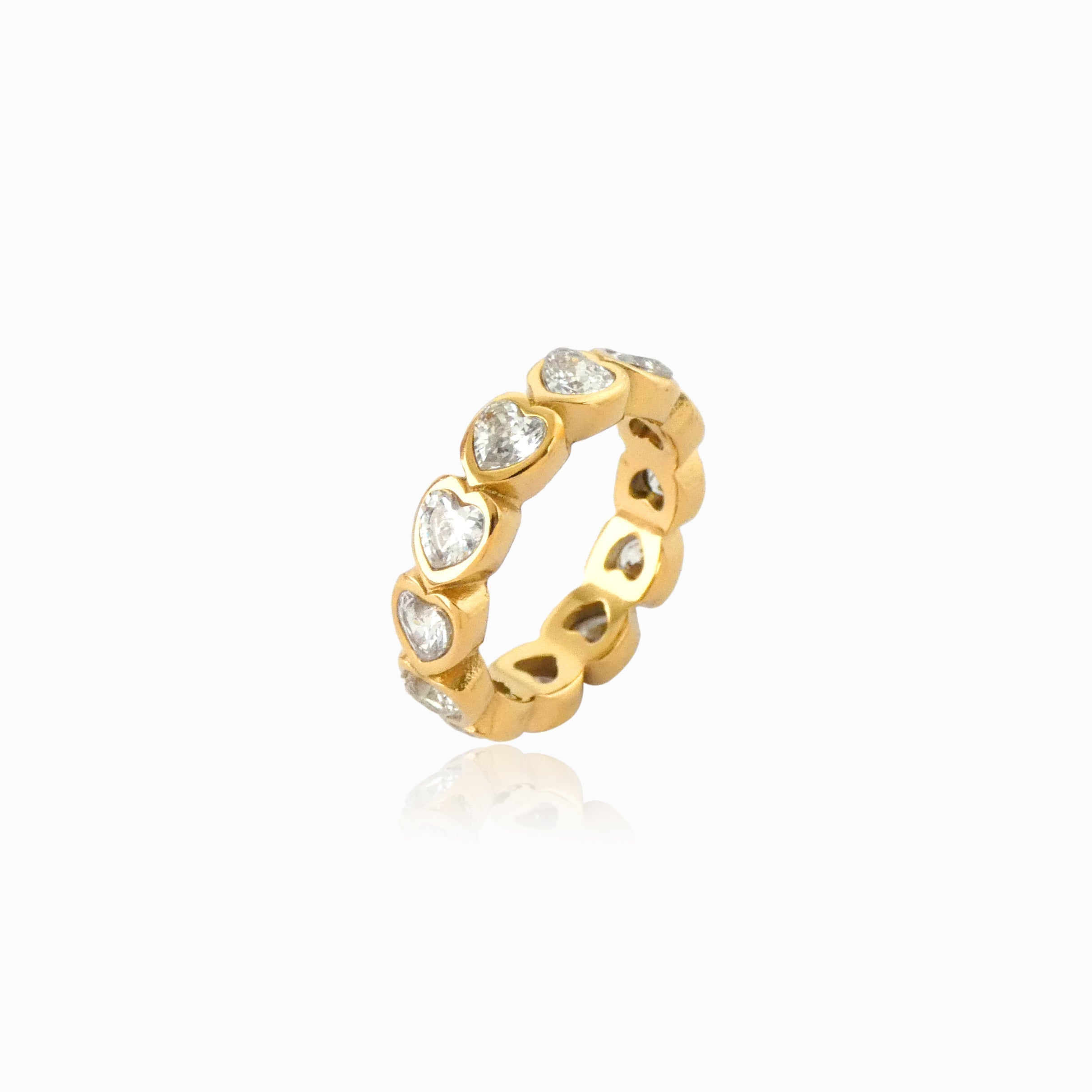 Anel Coração com Zircónia 17.4mm Aço Inoxidável