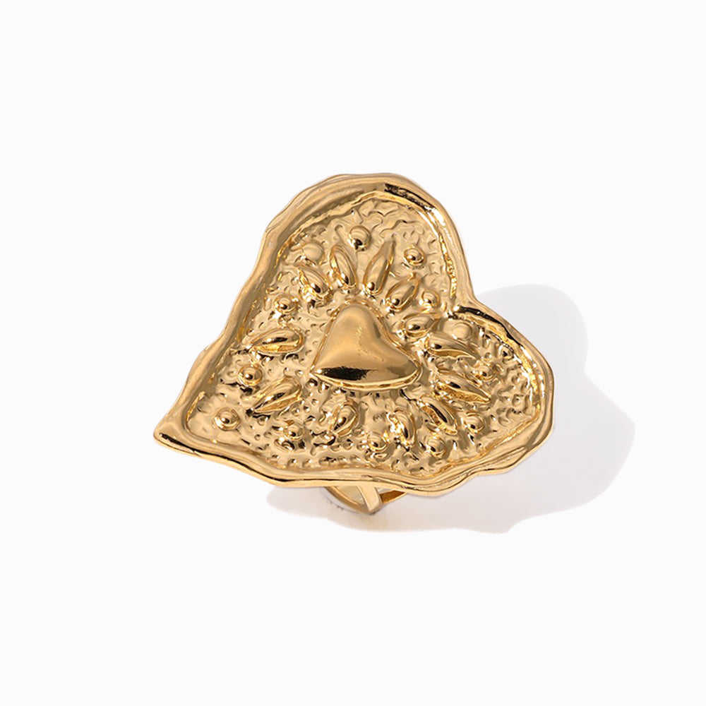 Anel Ajustável Coração Aço Inoxidável