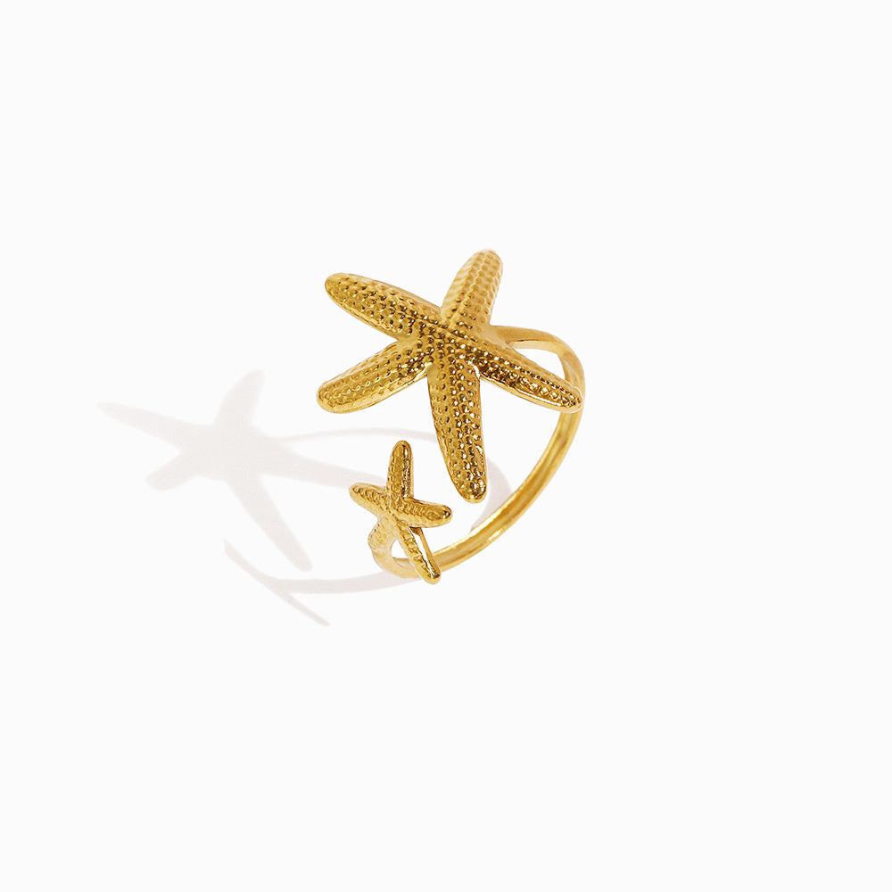 Anel Estrela do Mar Ajustável Aço Inoxidável