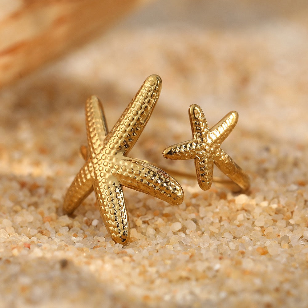 Anel Estrela do Mar Ajustável Aço Inoxidável