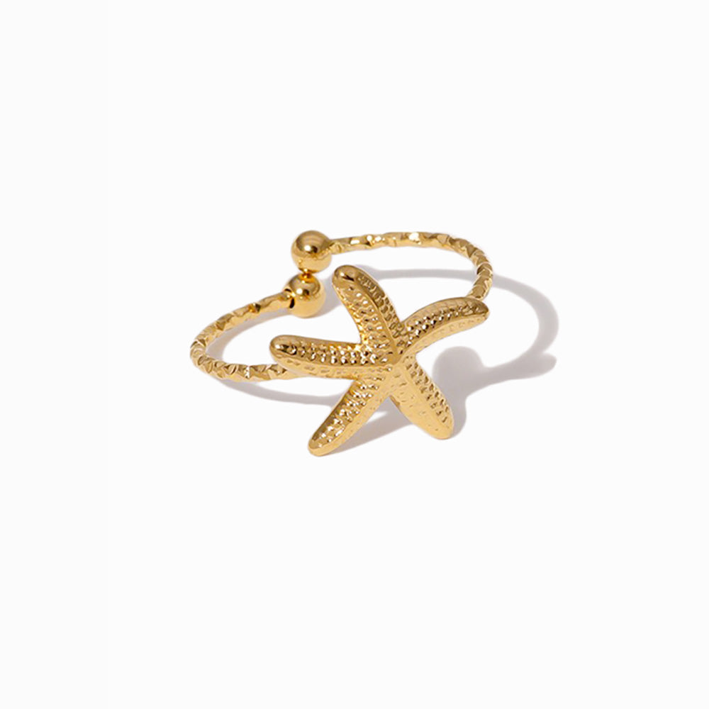 Anel Estrela do Mar Ajustável Aço Inoxidável
