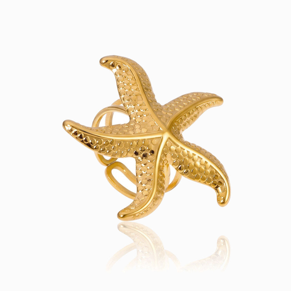 Anel Estrela do Mar em Aço Inoxidável