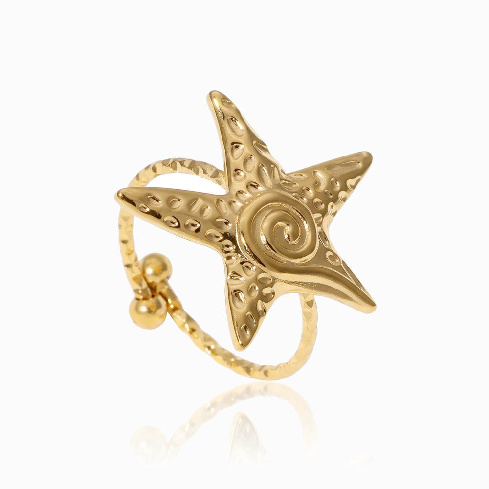 Anel Estrela do Mar em Aço Inoxidável