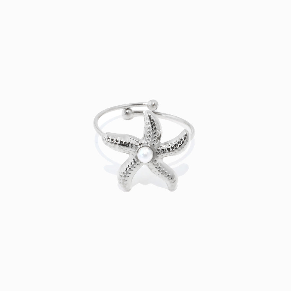 Anel Ajustável Estrela do Mar Aço Inoxidável