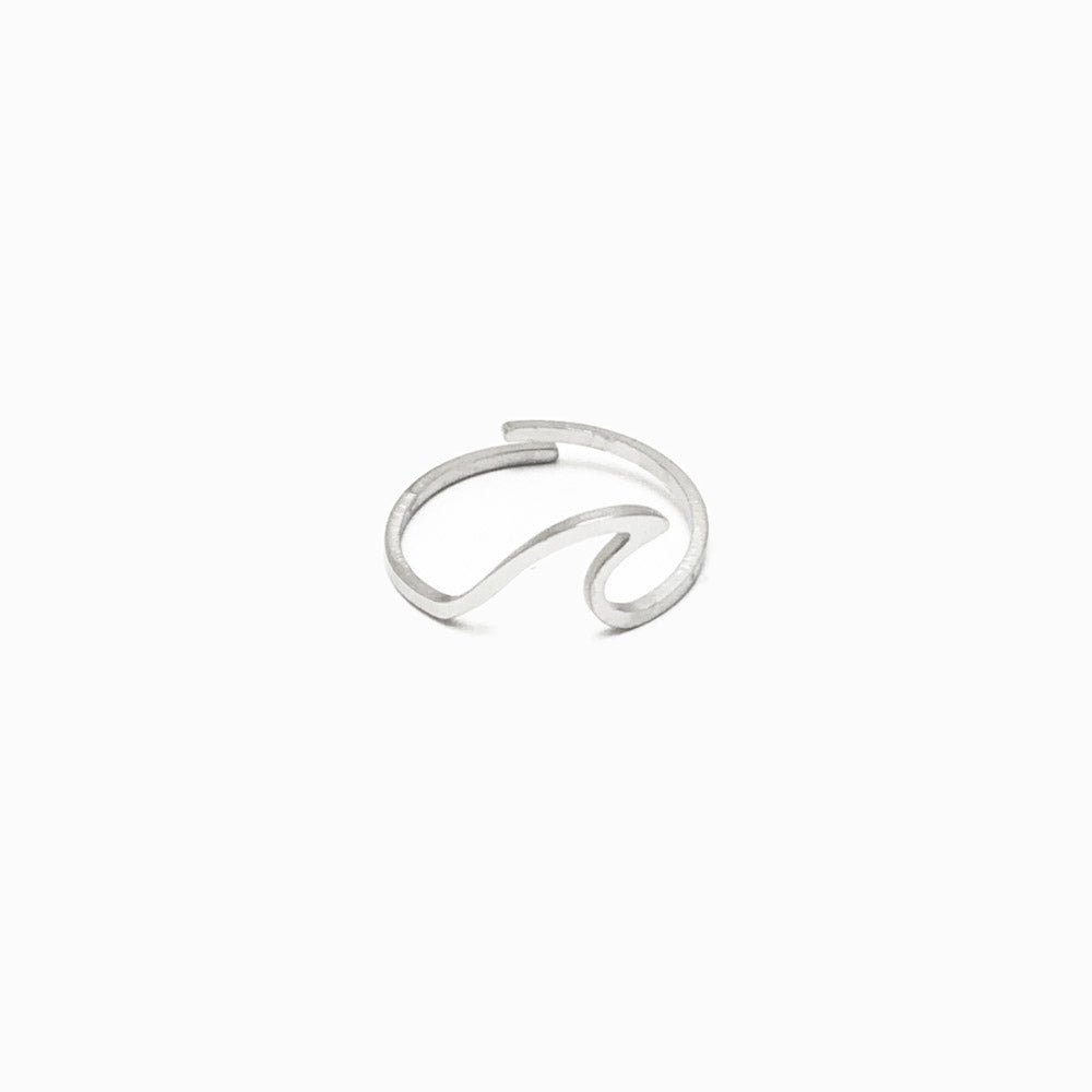 Anel Onda do Mar Ajustável Aço Inoxidável Feminino