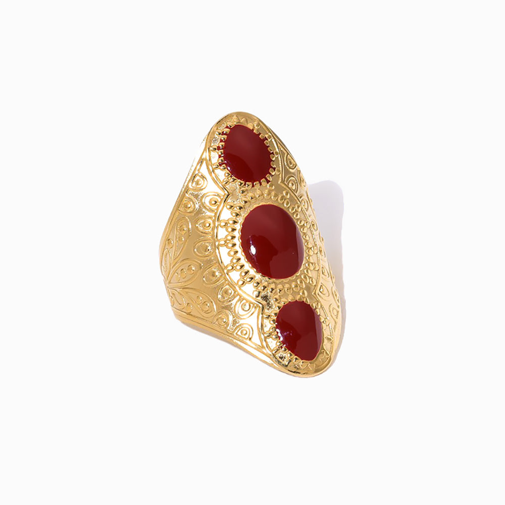 Anel Vintage Aço Inoxidável com Esmalte