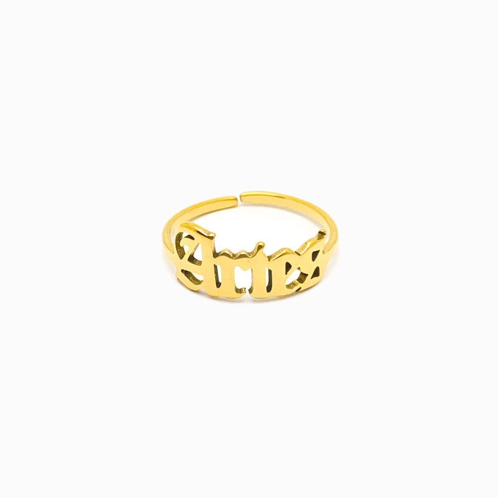 Anel Signo Ajustável Aço Inoxidável