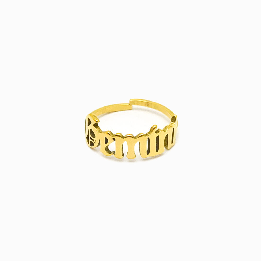 Anel Signo Ajustável Aço Inoxidável