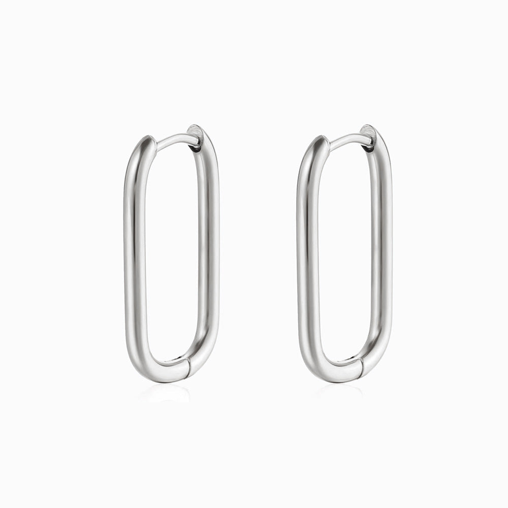 Brincos Geométricos em Aço Inoxidável 24x14mm