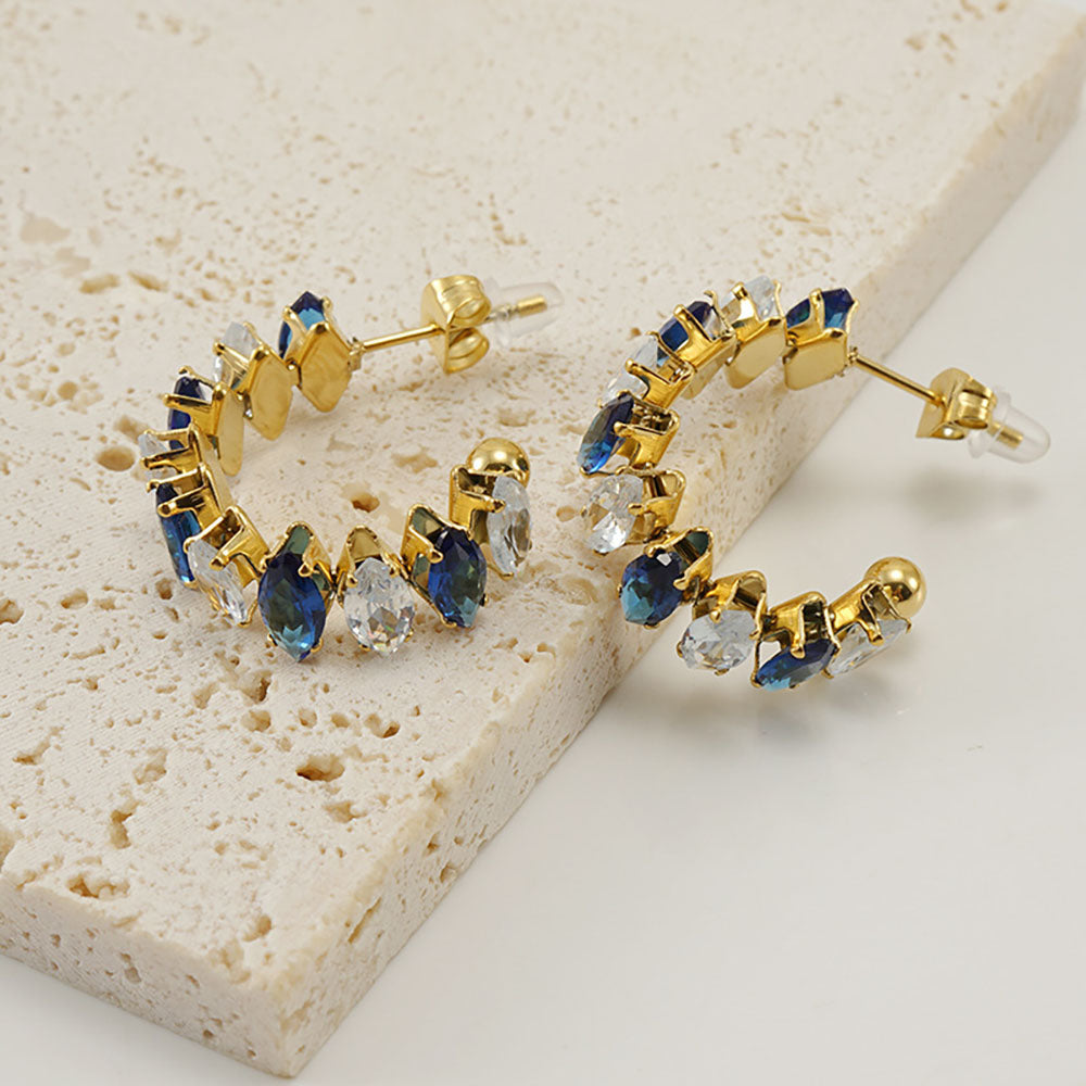 Brincos com Zircónia em Aço Inoxidável 30mm
