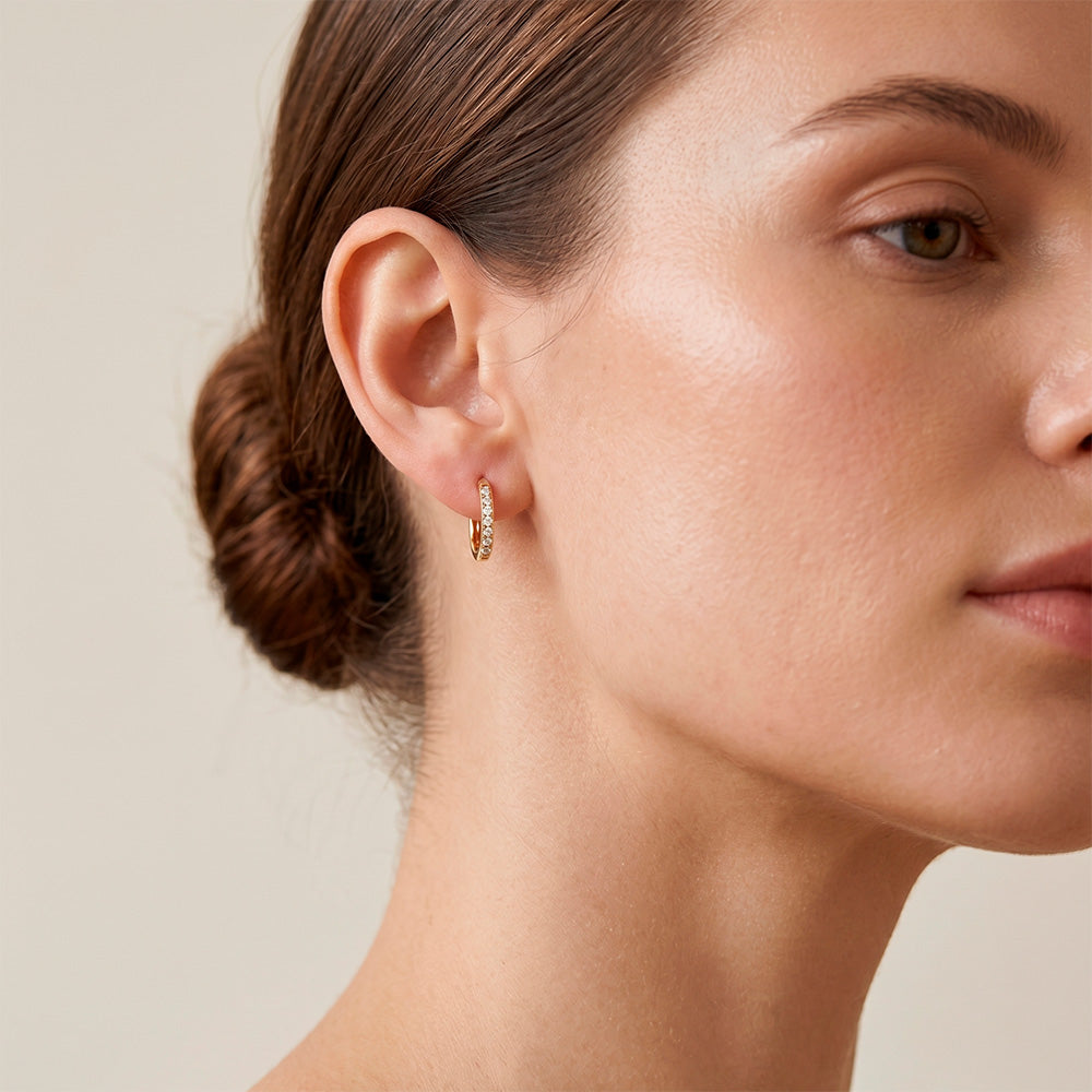 Brincos de Argola com Zircónia 10mm Aço Inoxidável