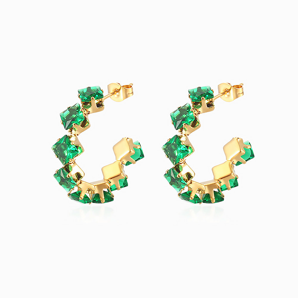 Brincos com Zircónia em Aço Inoxidável 30mm