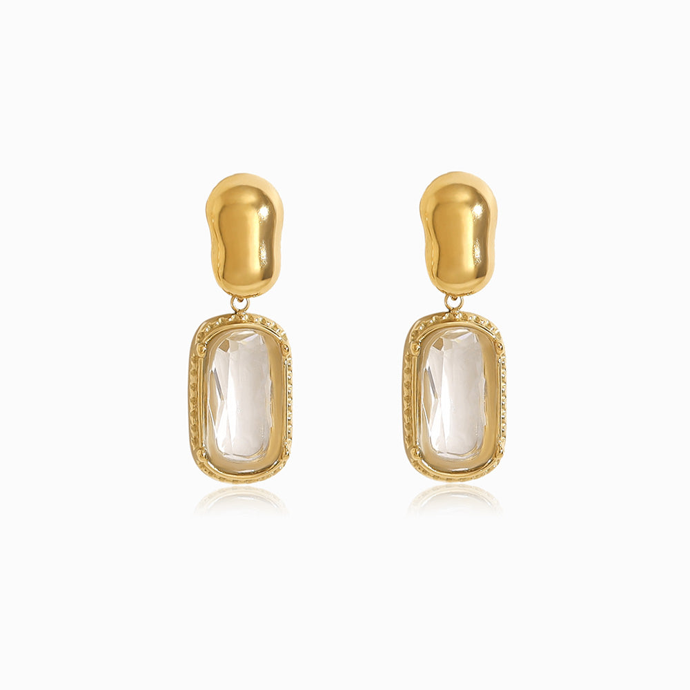 Brincos com Zircónia em Aço Inoxidável 30x10mm