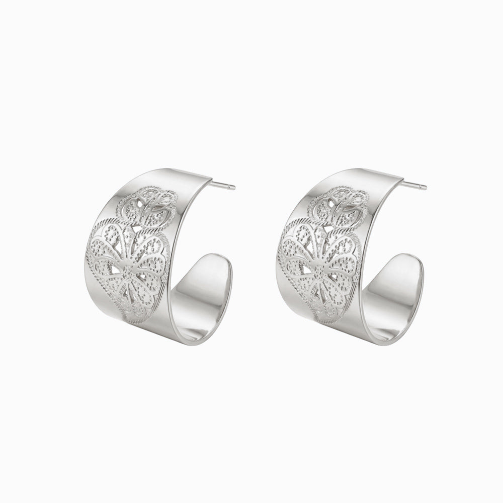 Brincos Coração de Viana 25x24mm Aço Inoxidável
