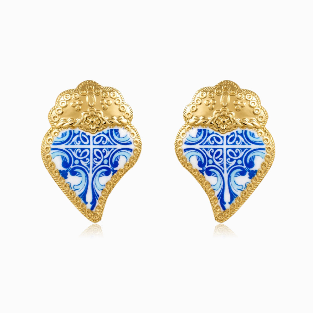 Brincos Coração de Viana em Aço Inoxidável 45x32mm