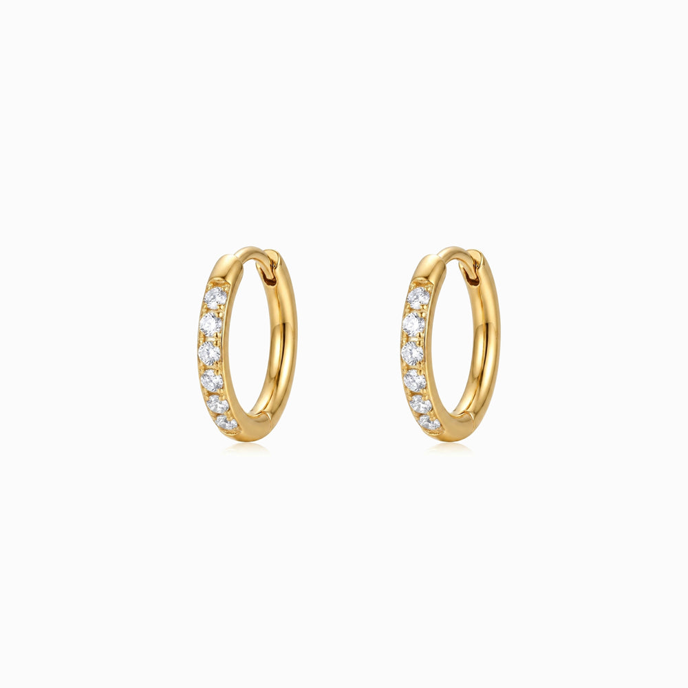 Brincos de Argola com Zircónia 10mm Aço Inoxidável