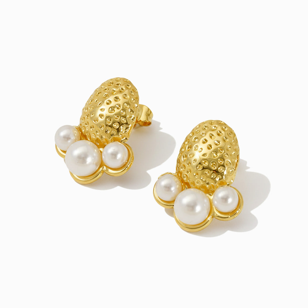 Brincos Pérola Elegantes em Aço Inoxidável 22x18mm