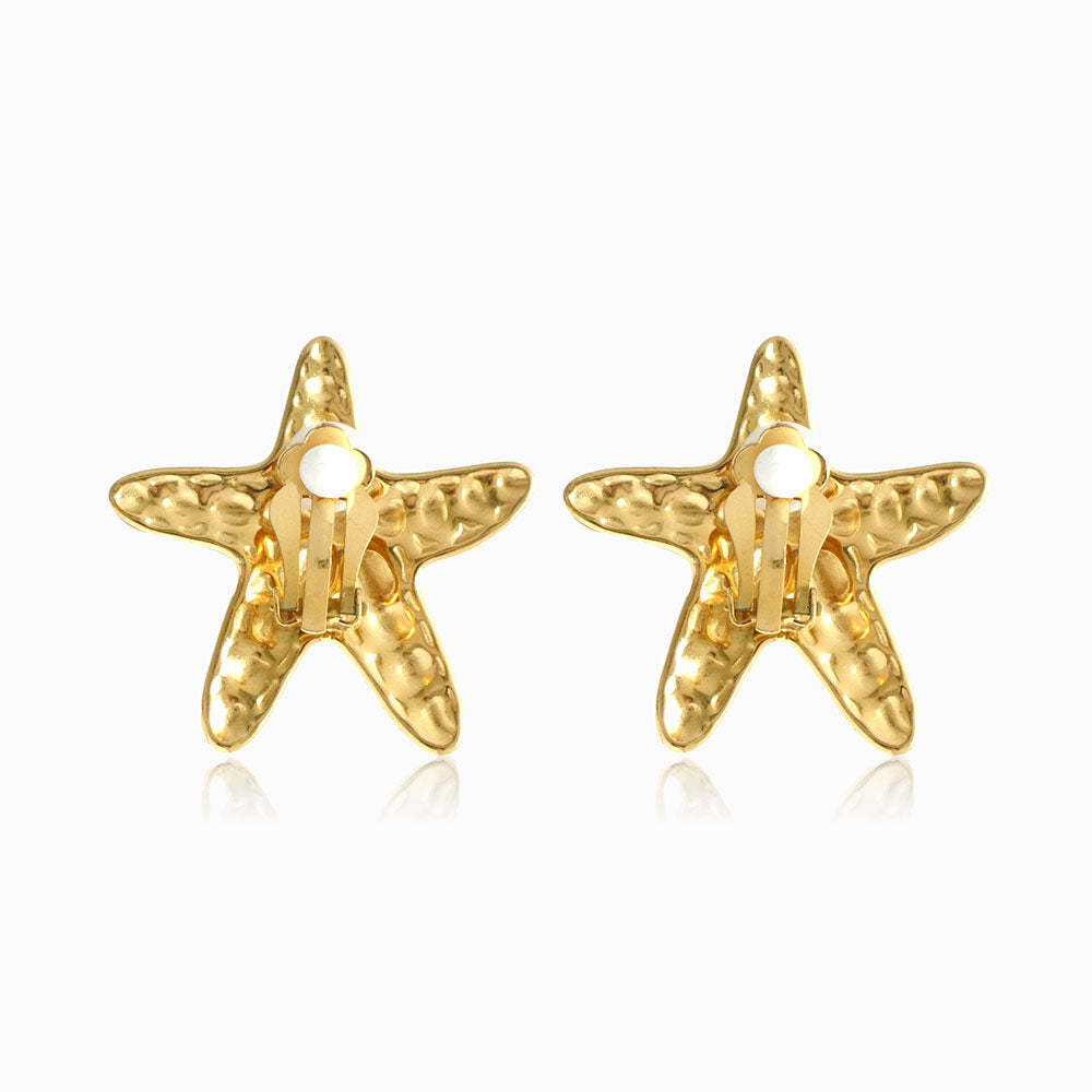 Brincos Clip Estrela do Mar em Aço Inoxidável 32x32mm