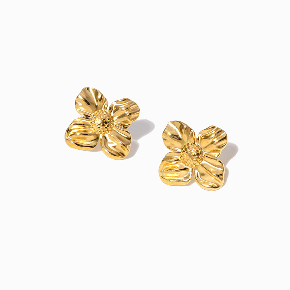 Brincos Flor Minimalista em Aço Inoxidável 18mm