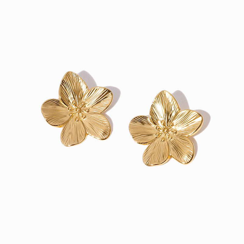 Brincos Flor em Aço Inoxidável 33x31mm