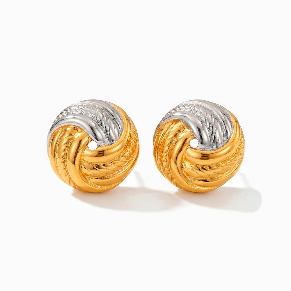 Brincos Geométricos Bicolor em Aço Inoxidável 21x21mm