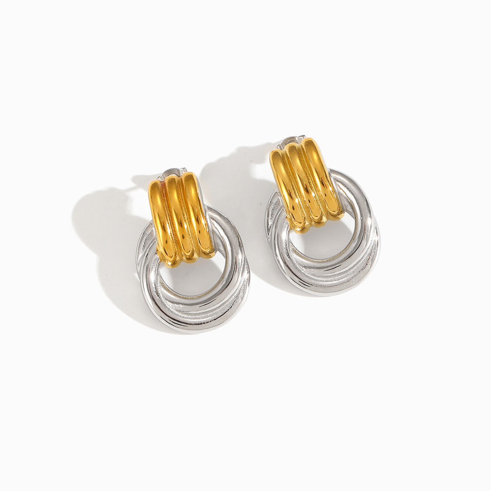 Brincos Geométricos em Aço Inoxidável 31x22mm