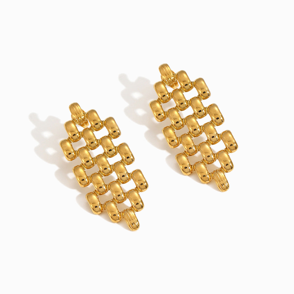 Brincos Geométricos em Aço Inoxidável 47x18mm