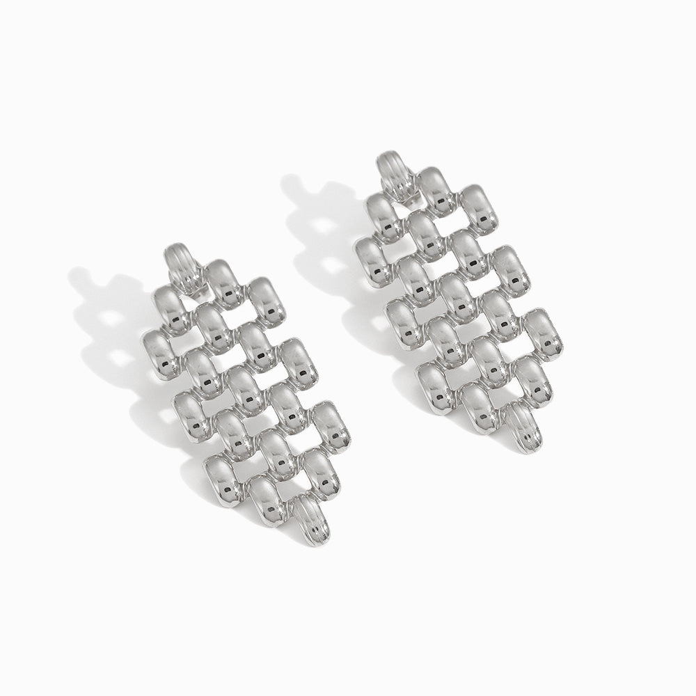Brincos Geométricos em Aço Inoxidável 47x18mm