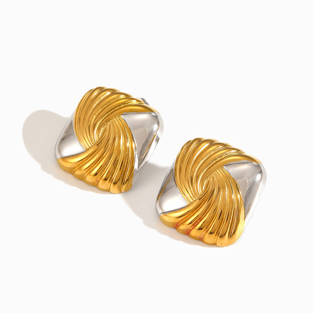 Brincos Geométricos em Aço Inoxidável 24x23mm