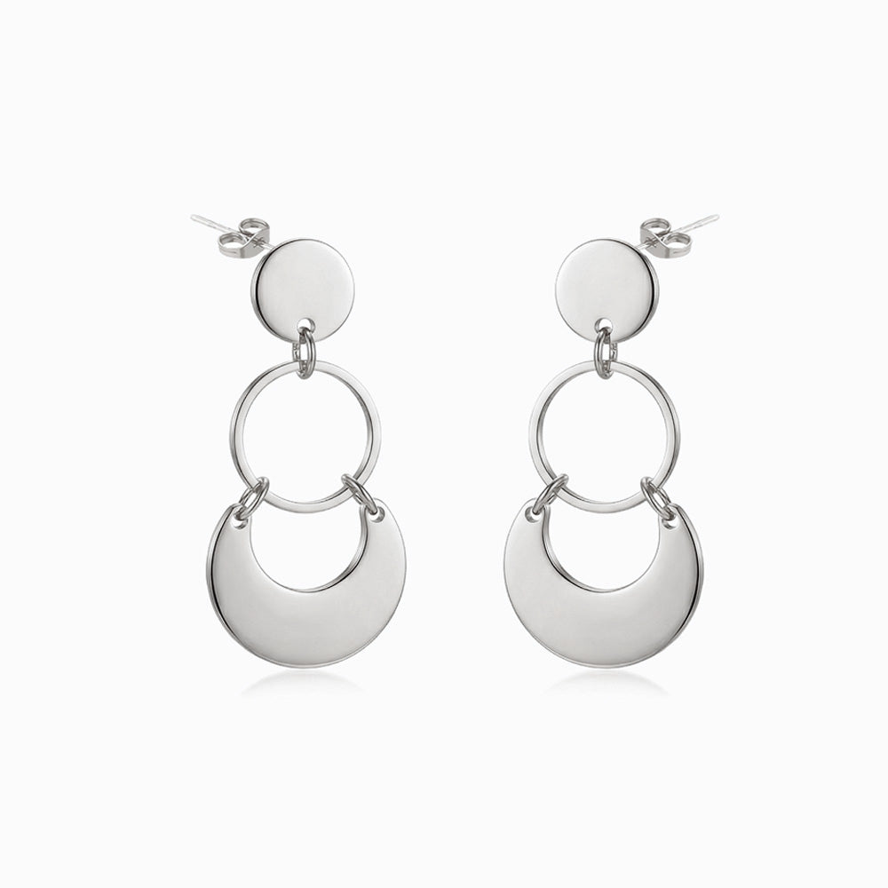 Brincos Geométricos em Aço Inoxidável 34x16mm
