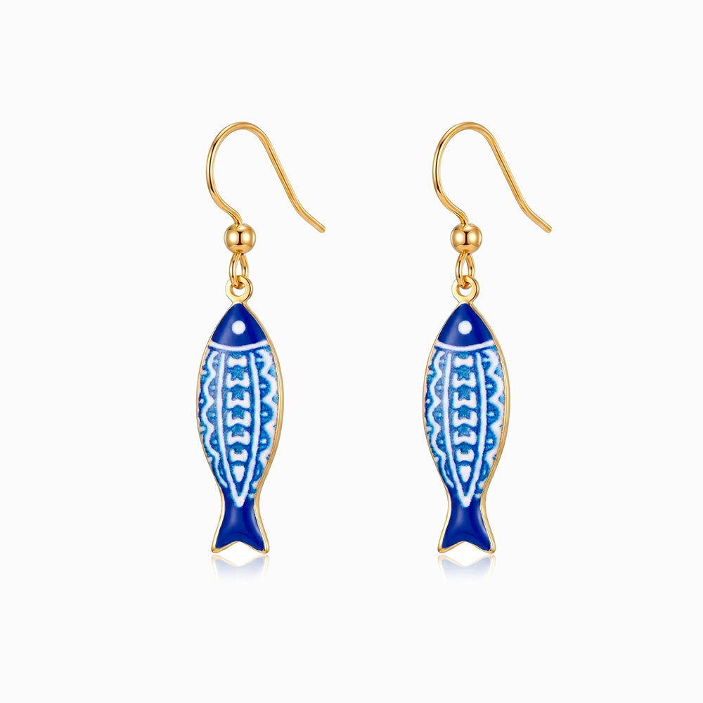 Brincos Sardinha de Azulejo em aço inoxidável — Jóias Ibéricas