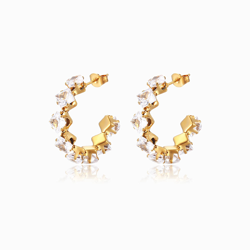 Brincos com Zircónia em Aço Inoxidável 30mm