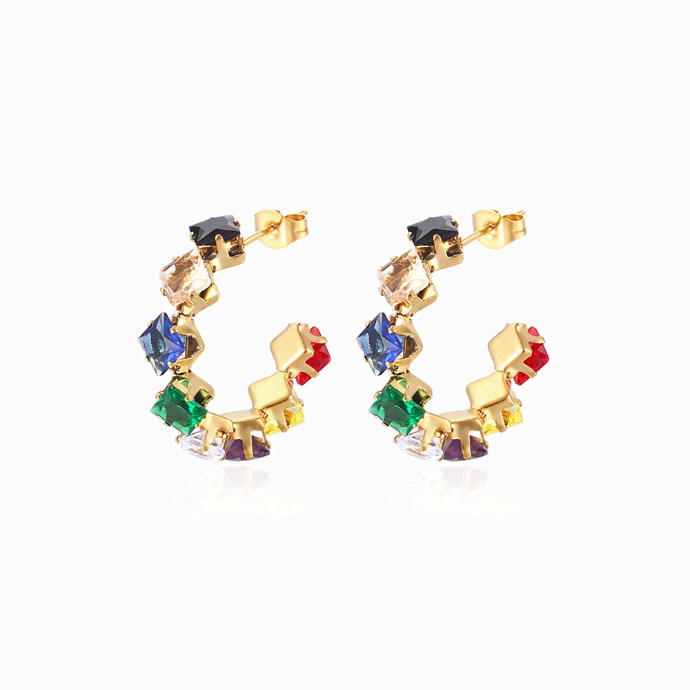 Brincos com Zircónia em Aço Inoxidável 30mm