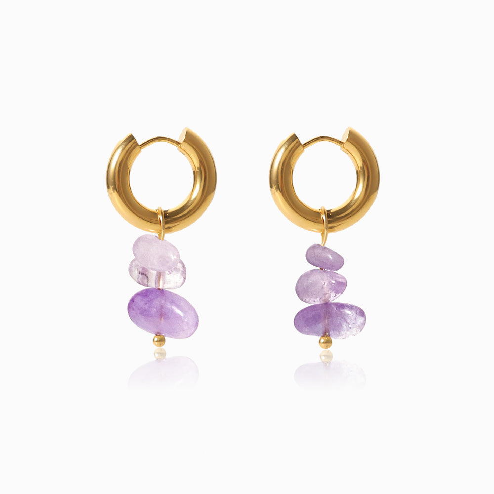 Brincos Ametista em Aço Inoxidável