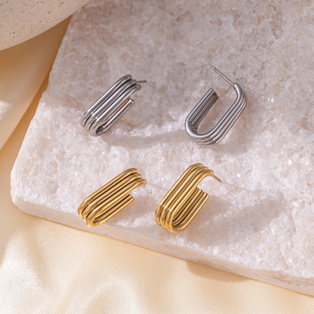 Brincos Fashion em Aço Inoxidável 21x11mm