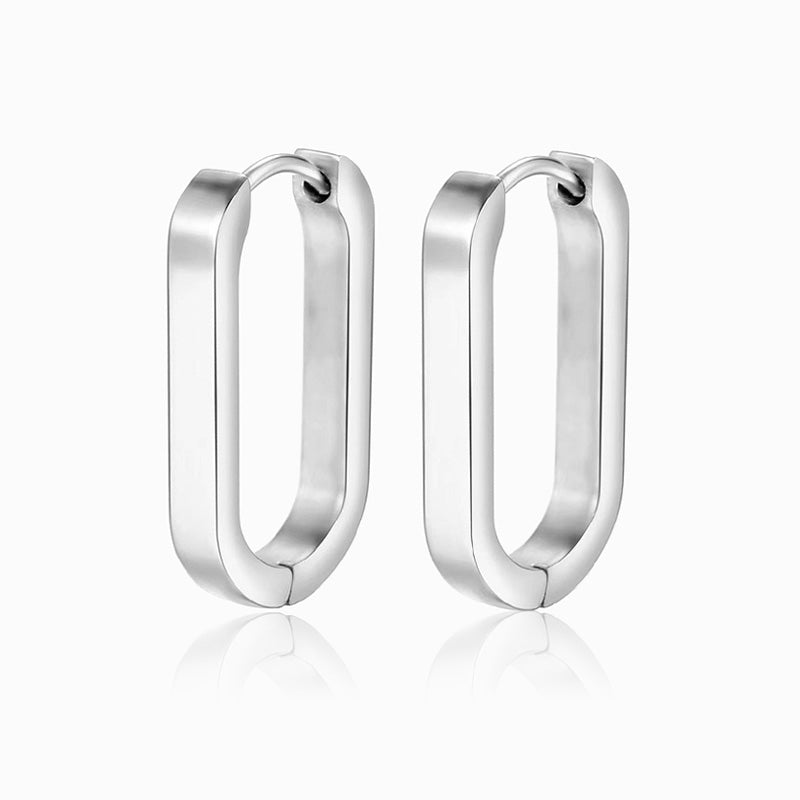 Brincos Geométricos em Aço Inoxidável 21x14mm