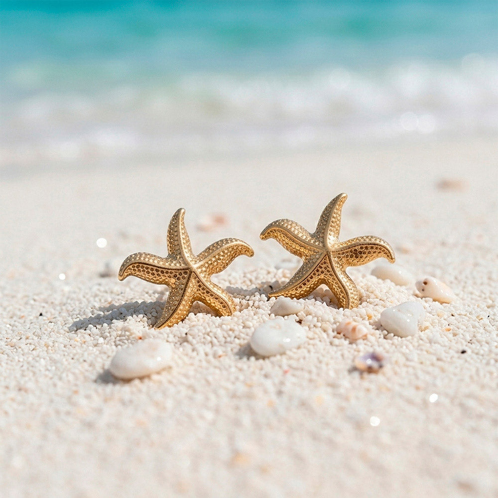 Brincos Estrela do Mar em Aço Inoxidável 34x32mm