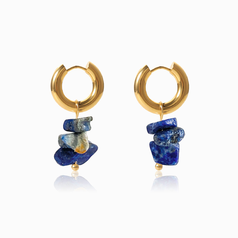 Brincos Lápis-lazuli em Aço Inoxidável