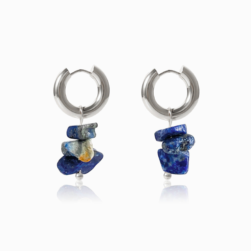 Brincos Lápis-lazuli em Aço Inoxidável