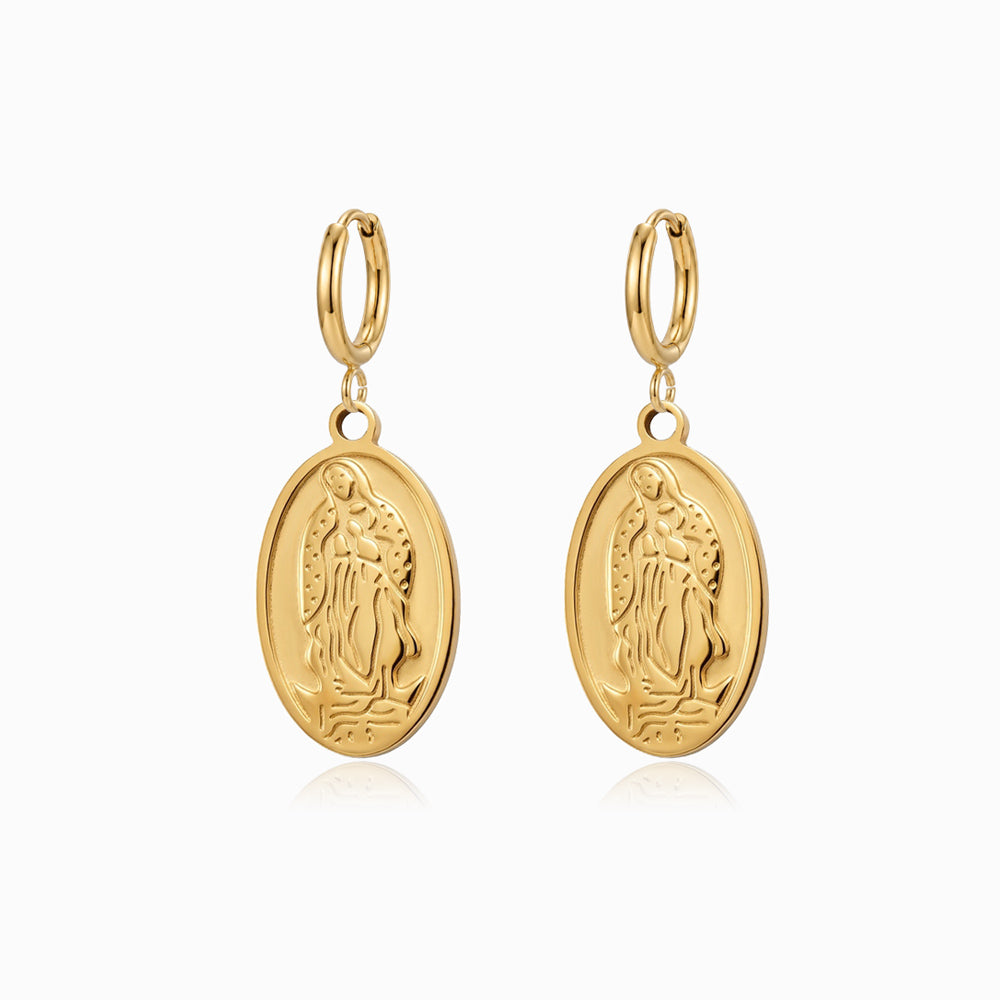 Brincos com Nossa Senhora em Aço Inoxidável
