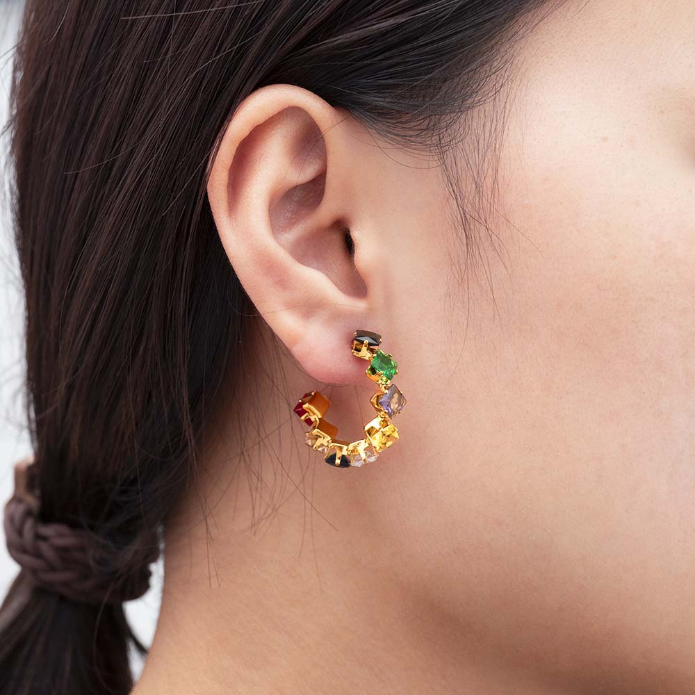 Brincos com Zircónia em Aço Inoxidável 30mm