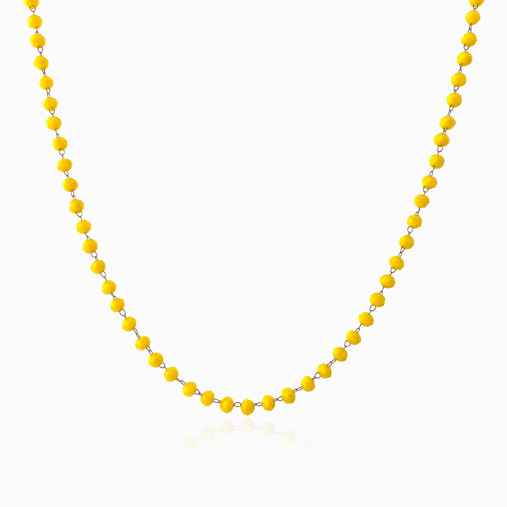 Colar com Cristal Amarelo em Aço Inoxidável
