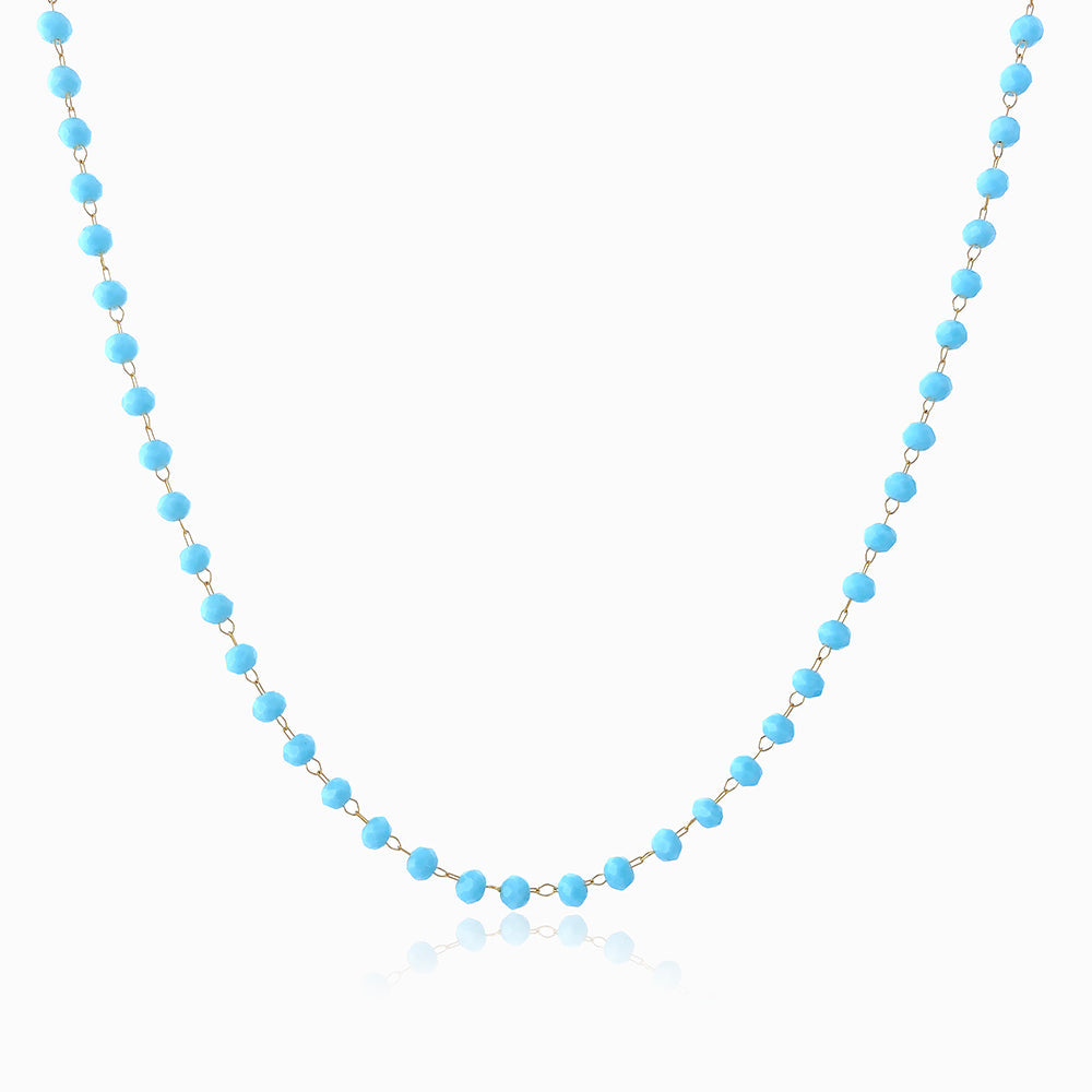 Colar com Cristal Azul Claro em Aço Inoxidável