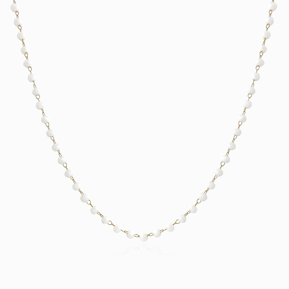 Colar com Cristal Branco em Aço Inoxidável