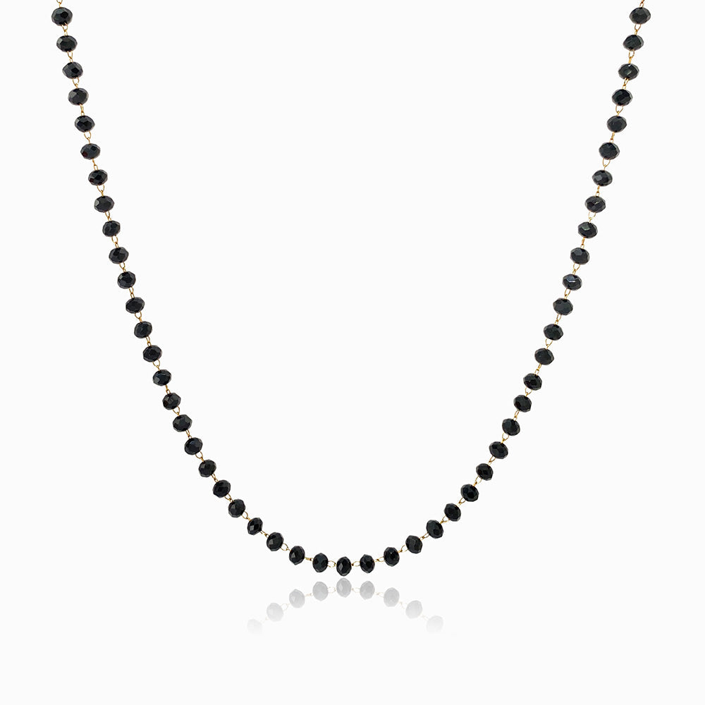 Colar com Cristal Preto em Aço Inoxidável