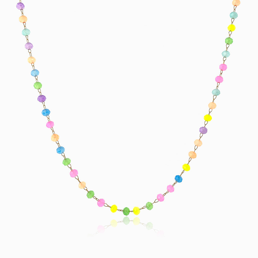 Colar com Cristal Mix em Aço Inoxidável