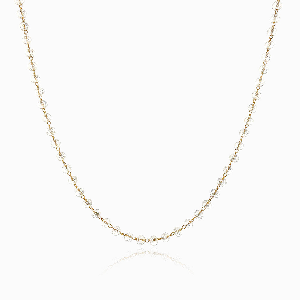 Colar com Cristal Transparente em Aço Inoxidável