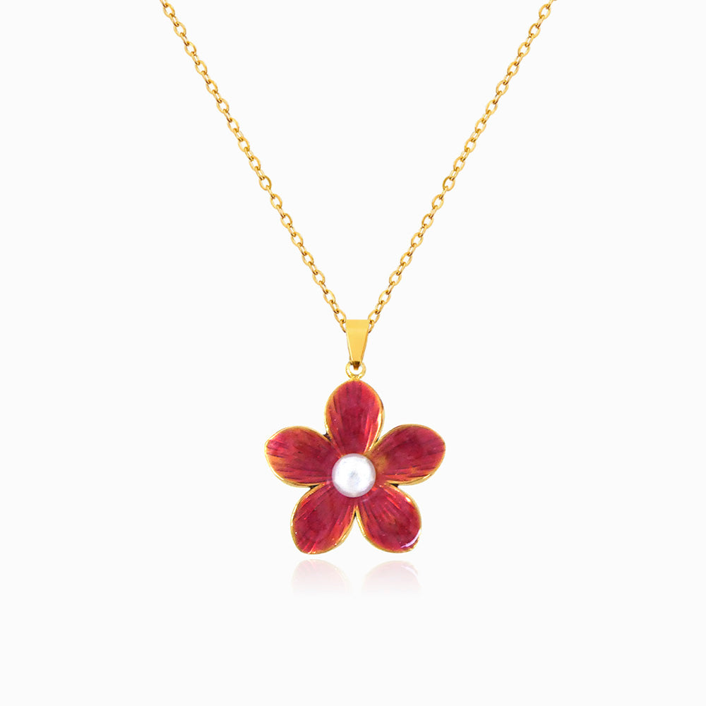 Colar com Flor - Aço Inoxidável